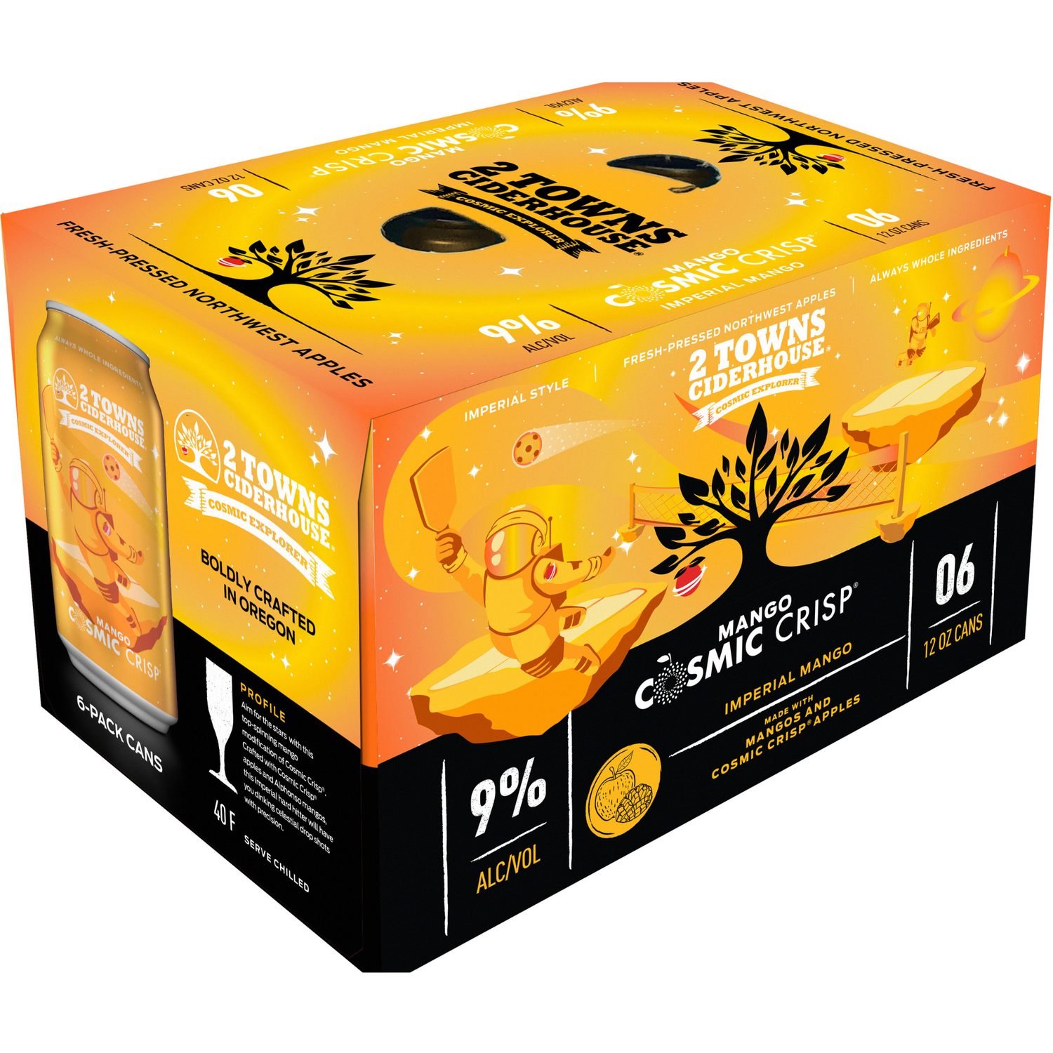 2 Towns Mango Cosmic Crisp 6 Pack | 12oz Cans