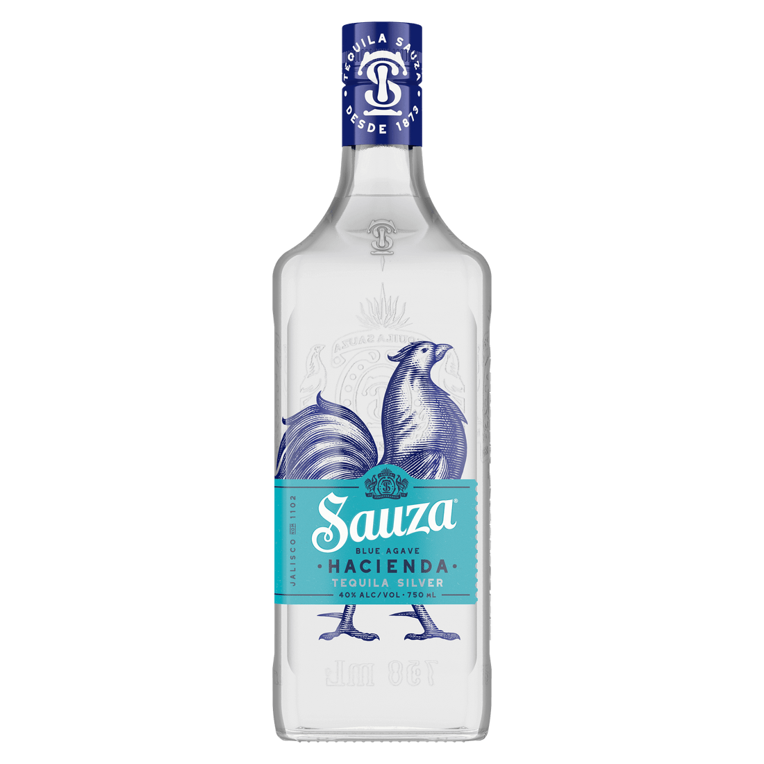 Sauza Silver Tequila 750ml bottle, Blanco tequila, crafted in Tequila, Jalisco, by Destiladora Sauza, known for its crisp, fresh profile.