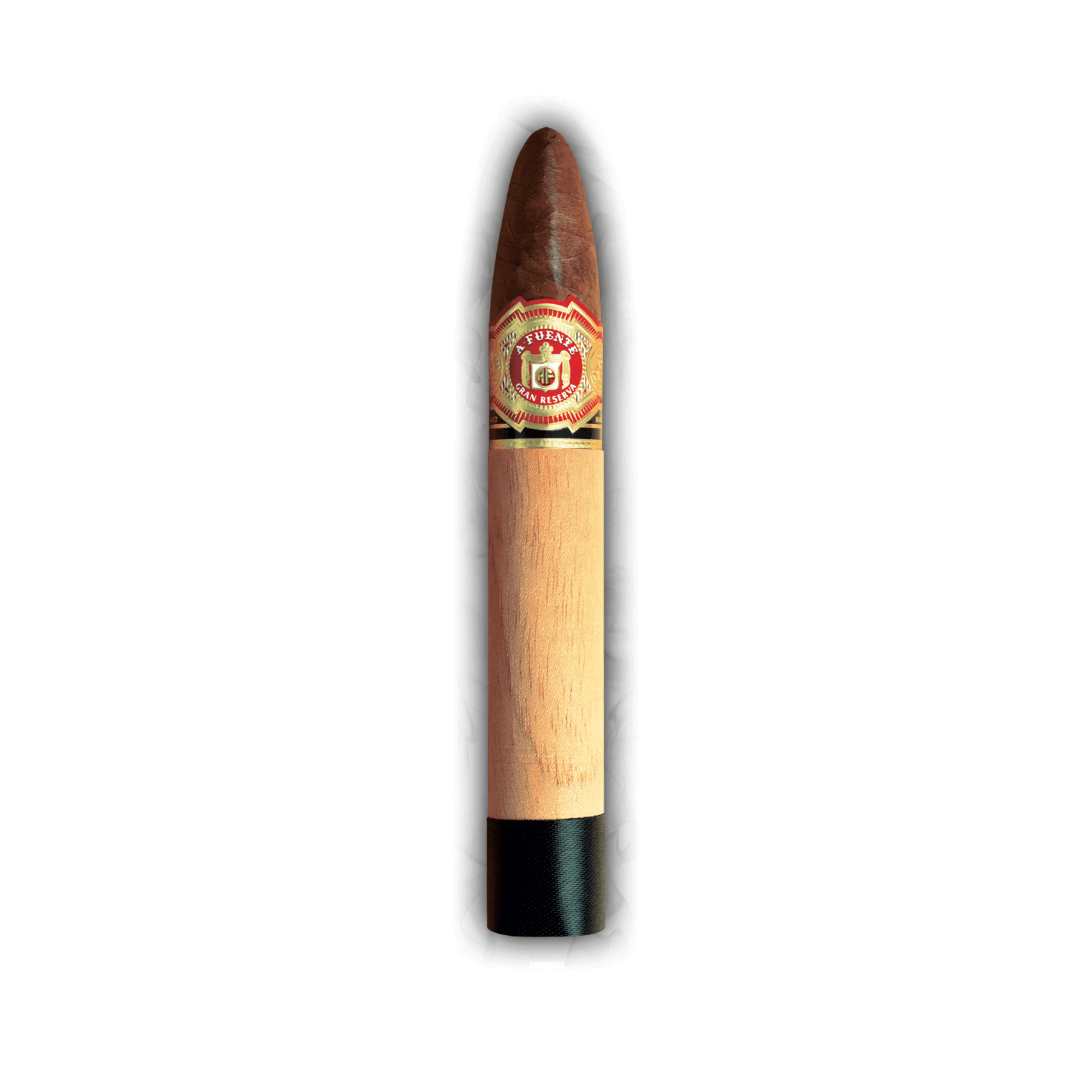 Arturo Fuente Chateau Fuente King B Sun Grown cigar with Ecuadorian Rosado wrapper, medium to full strength, torpedo shape.