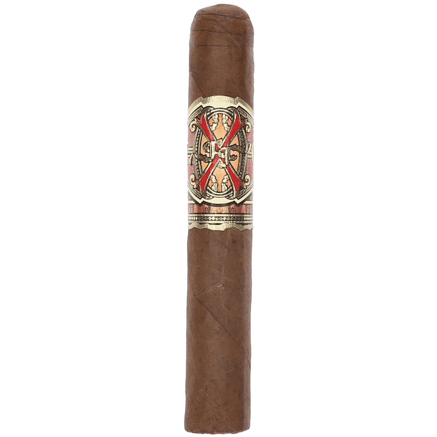 Arturo Fuente Opus X Pussy Cat cigar, Dominican Sun Grown Rosado wrapper, Petit Corona size, full strength, rich spice and cocoa flavors.