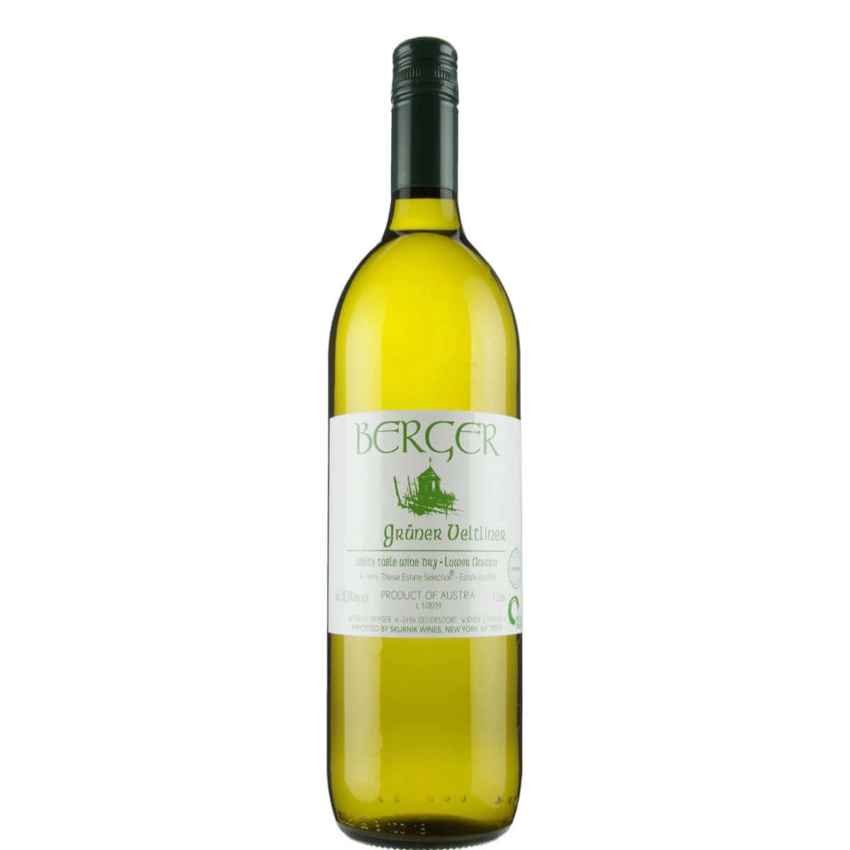 Berger Gruner Veltliner 2019 white wine bottle, Austrian Gruner Veltliner from Niederösterreich, 750ml size
