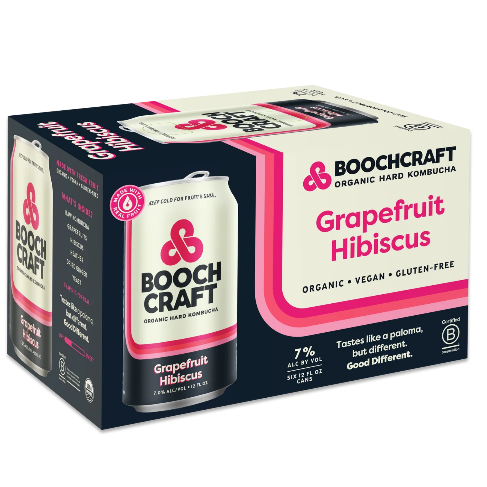 Boochcraft Grapefruit Hibiscus 6 Pack | 12oz Cans