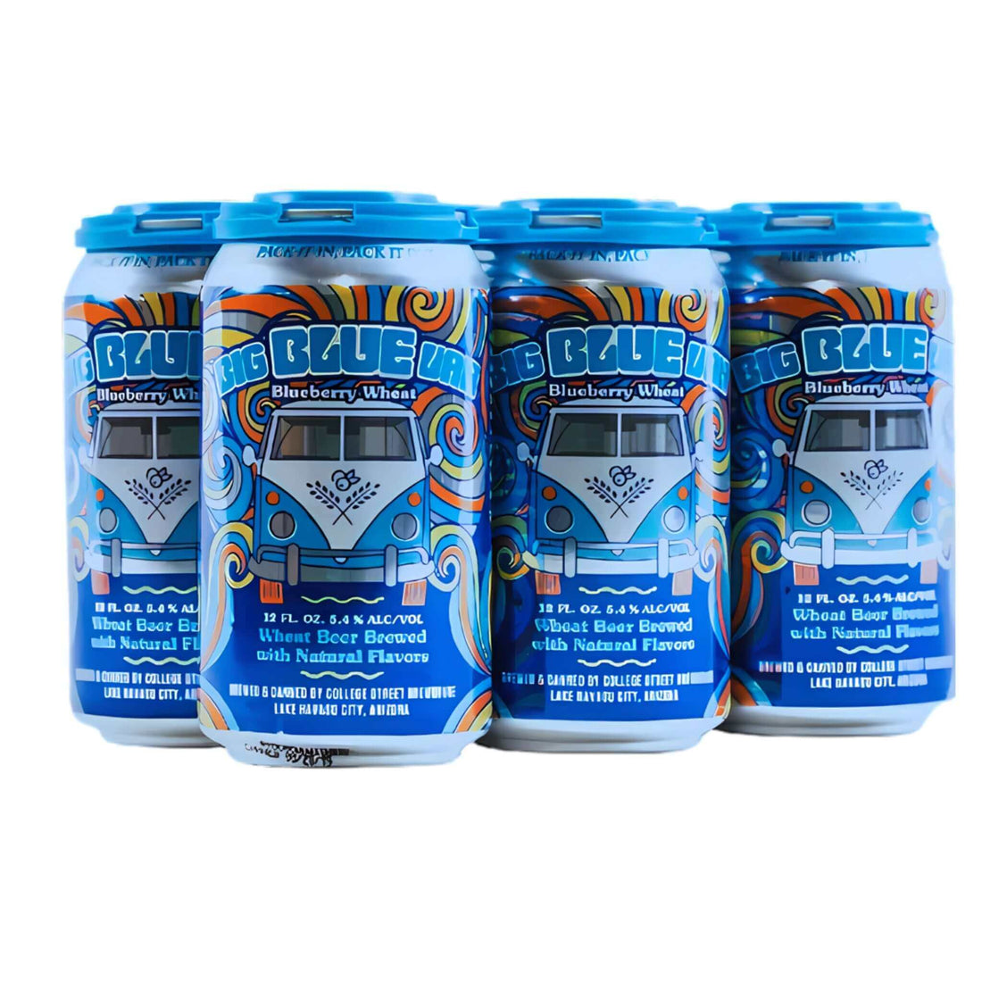Big Blue Van 6 Pack of 12oz Cans, Blueberry Wheat Ale by College Street Brewhouse, Lake Havasu City, Arizona