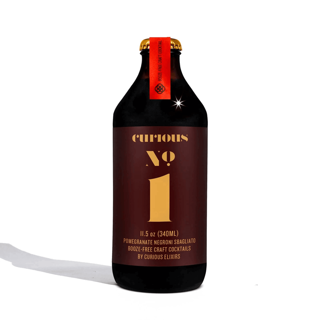 Curious Elixirs No. 1 Non-Alcoholic Negroni Cocktail Bottle 11.5oz with Adaptogens, Bittersweet Pomegranate Flavor
