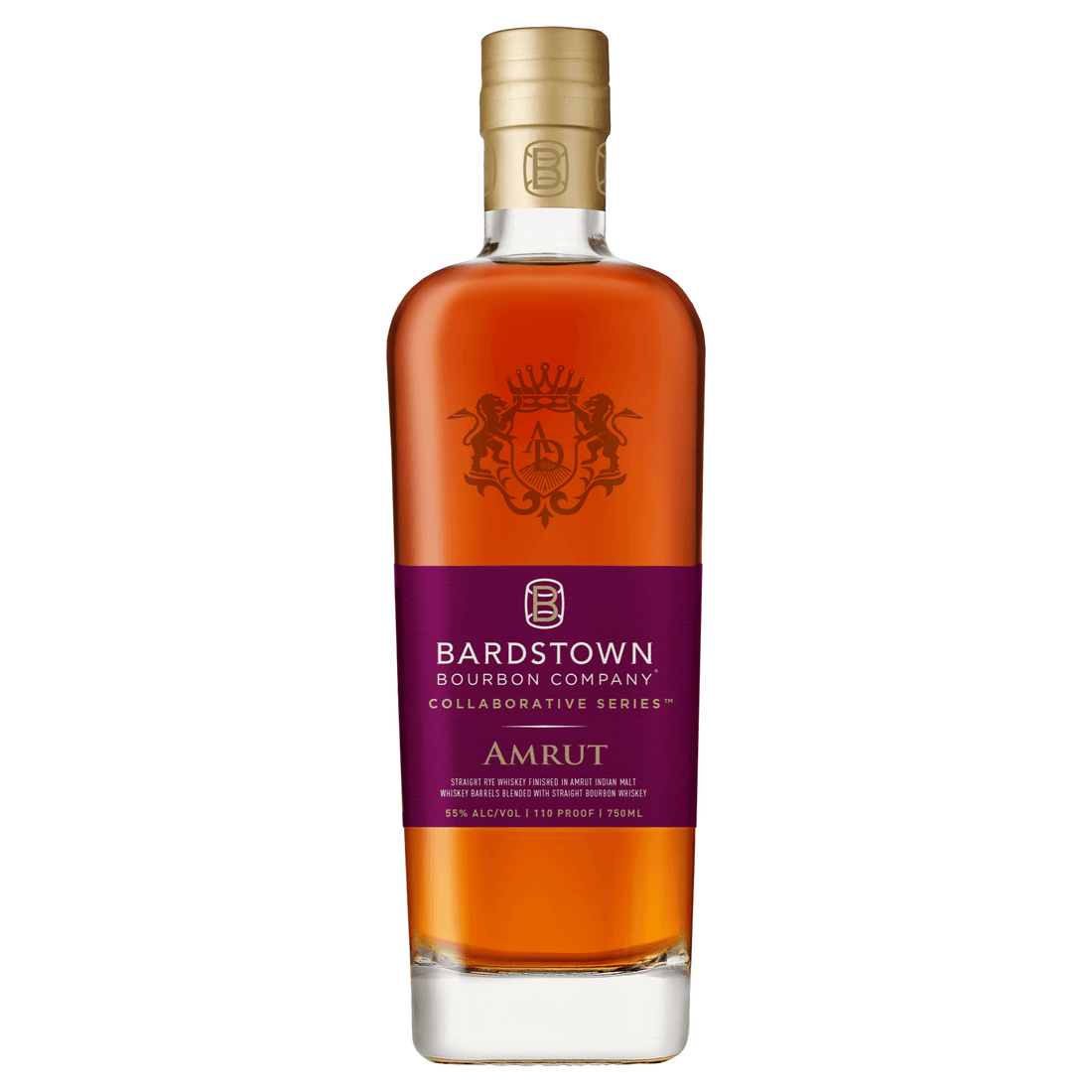 Bardstown Amrut Bourbon 750ml bottle from Collaborative Series, Blended American Whiskey, 110 Proof, finished in Amrut casks.