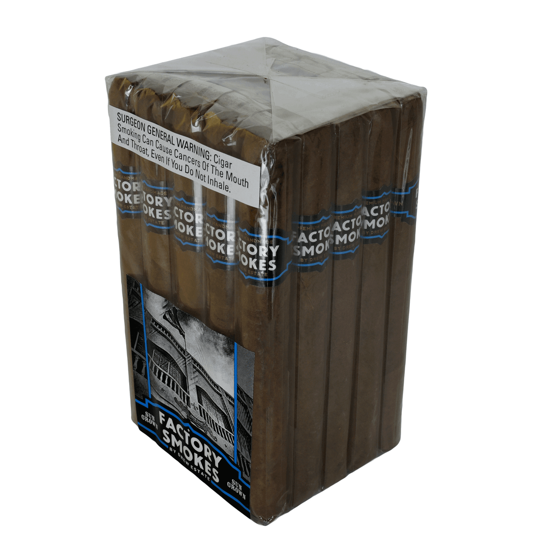Factory Smokes Sun Grown Churchill 25ct bundle, medium strength cigars from Nicaragua with earthy flavors of nuts, pepper, and cedar.
