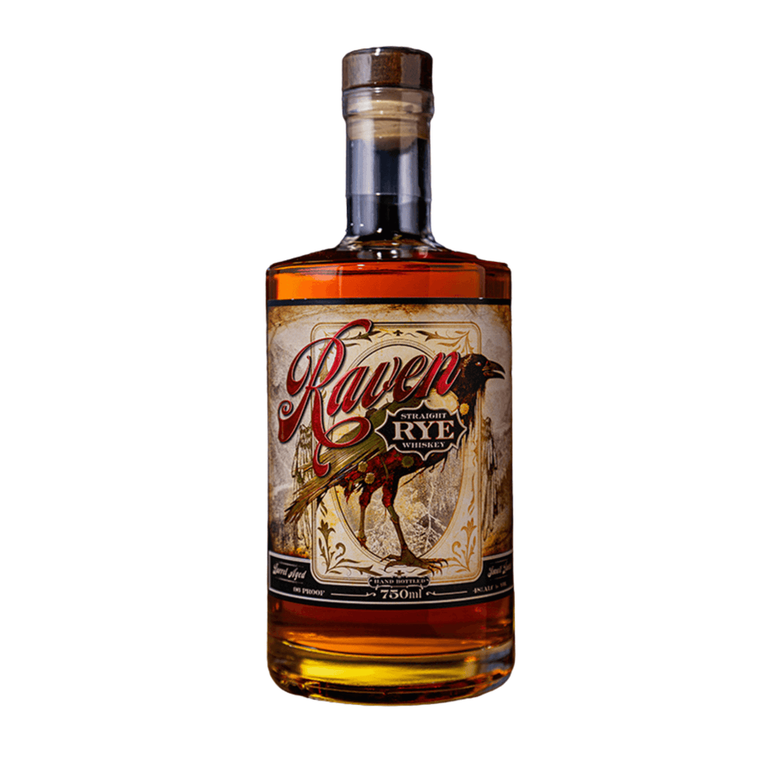 Granite Mountain Distillery Raven Rye Whiskey 750mL bottle, Prescott, AZ. Straight rye whiskey with 45.5% ABV.