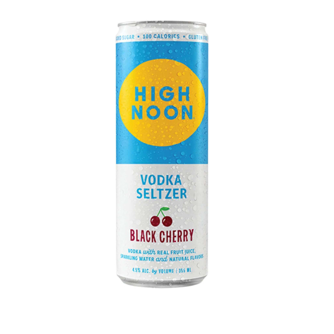 High Noon Sun Sips Black Cherry hard seltzer 12oz can with bold black cherry flavor, made by High Noon Spirits Company.
