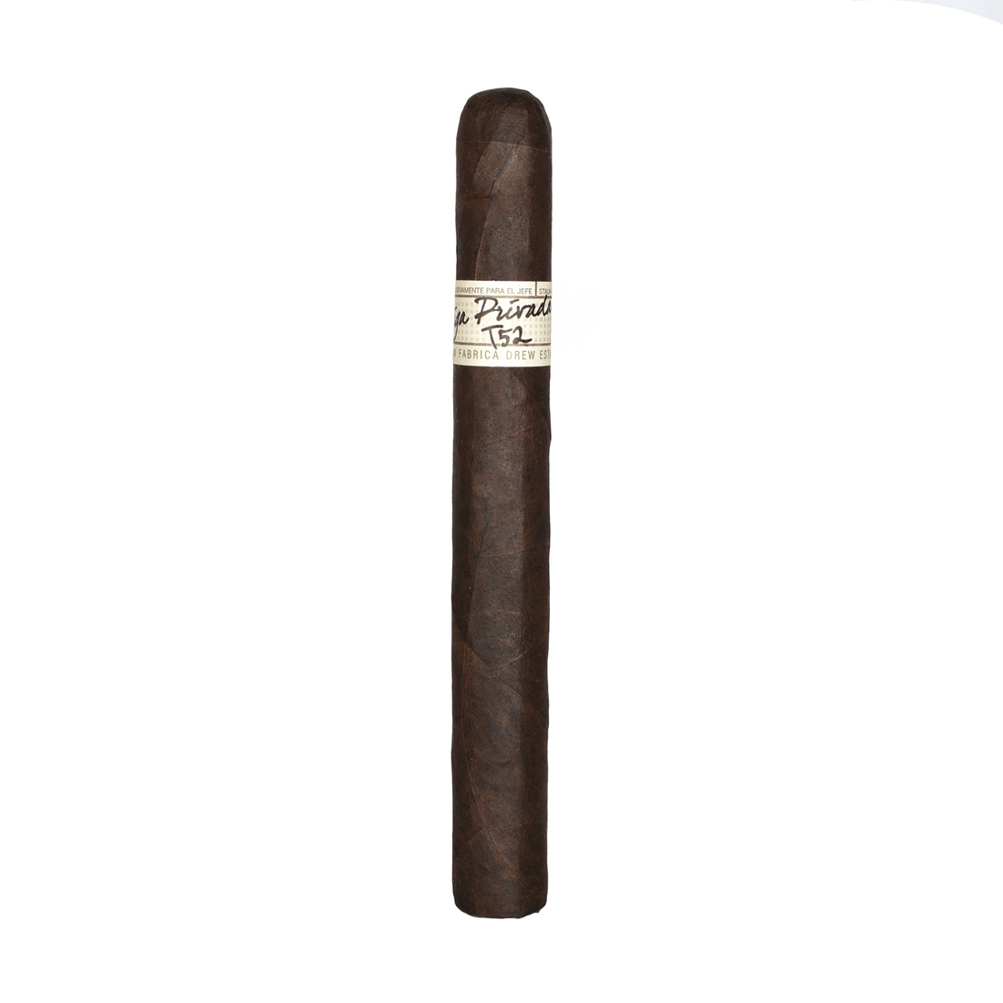 Liga Privada T52 Corona Doble cigar with dark, oily Connecticut River Valley wrapper, full-bodied flavor profile, 7x54 size.