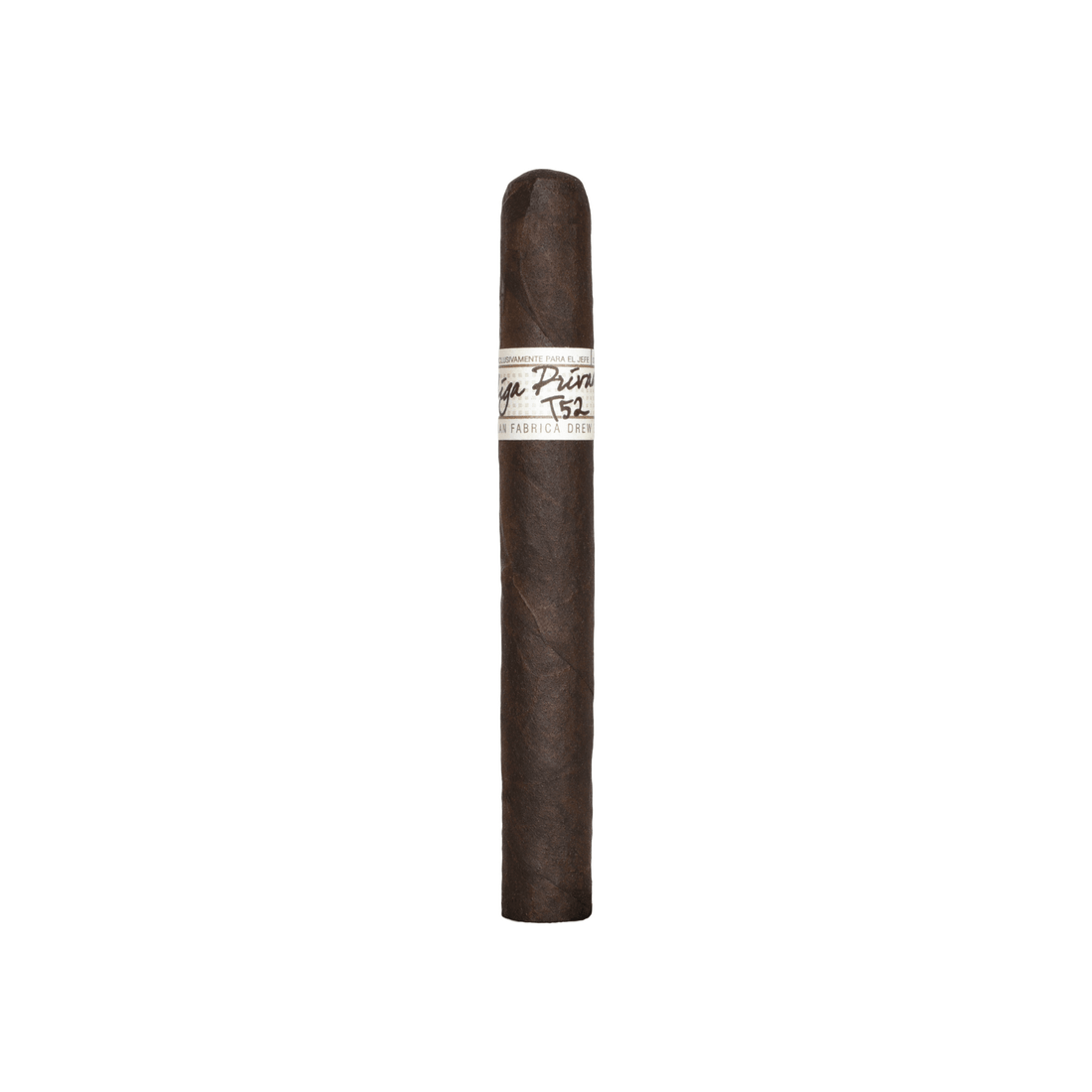Liga Privada T52 Corona Viva cigar with dark Connecticut wrapper, showcasing a full-bodied smoking experience.