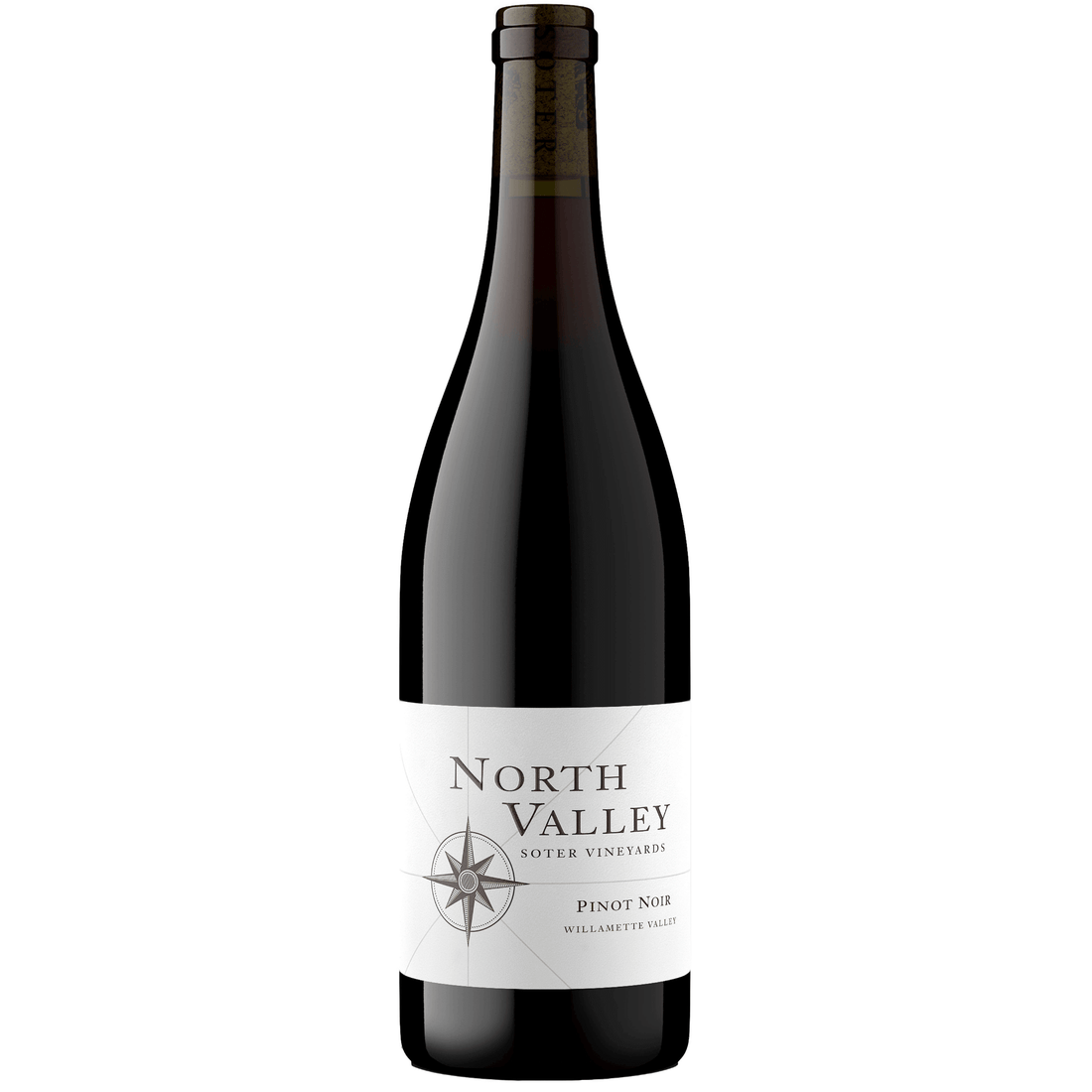 2021 North Valley Pinot Noir 750ml bottle from Willamette Valley, Oregon, with notes of cherry, raspberry, and cocoa powder.