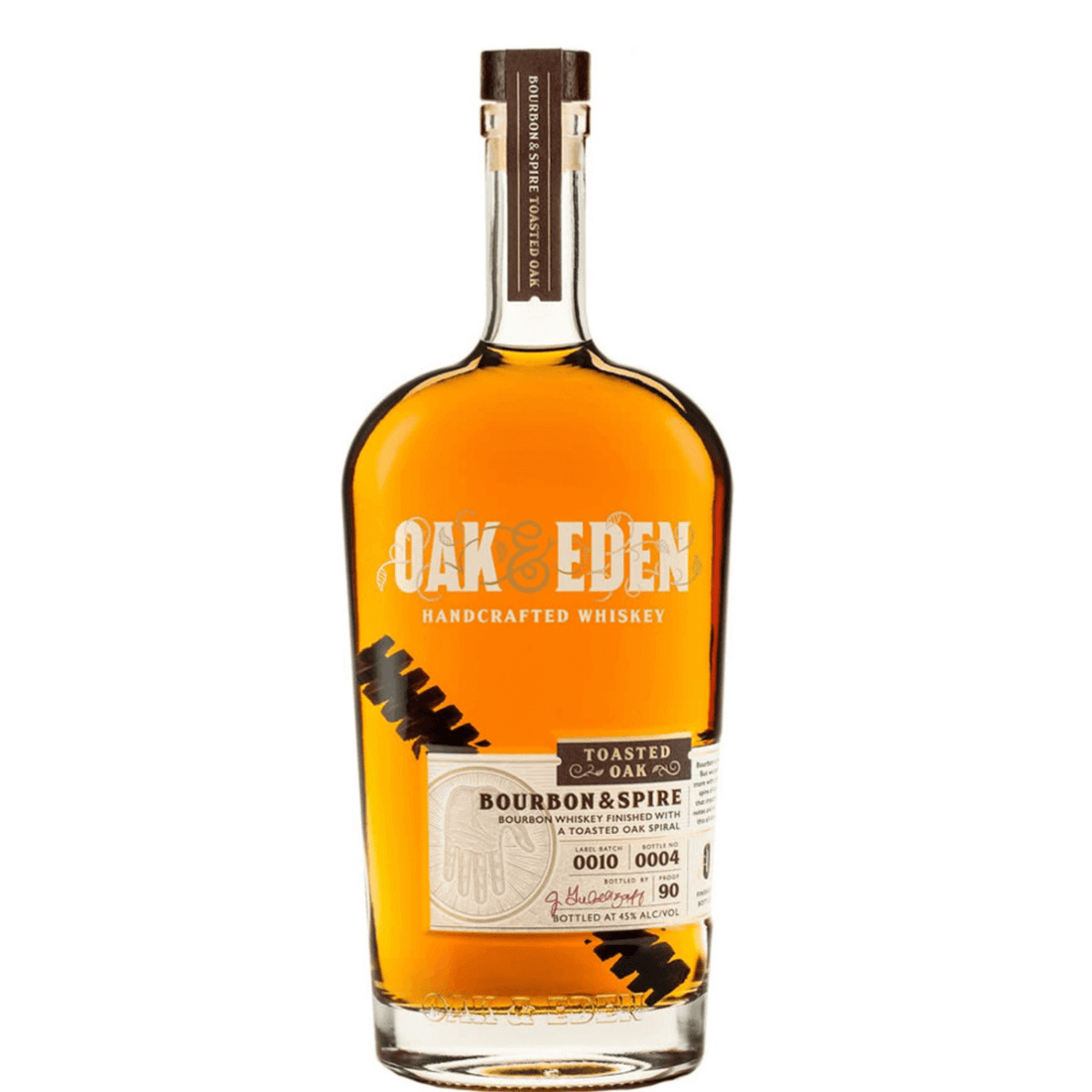 Oak and Eden Bourbon &amp; Spire 750ml bottle with toasted American Oak spire, handcrafted whiskey