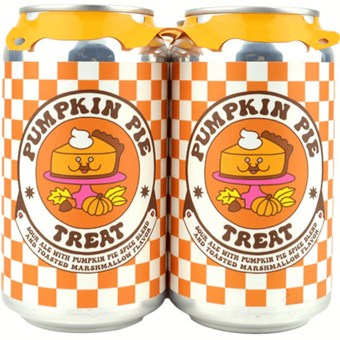 Prairie Artisan Ales Pumpkin Pie Treat can — sour ale with pumpkin, spices, and marshmallow; bright orange label with fall-themed design.