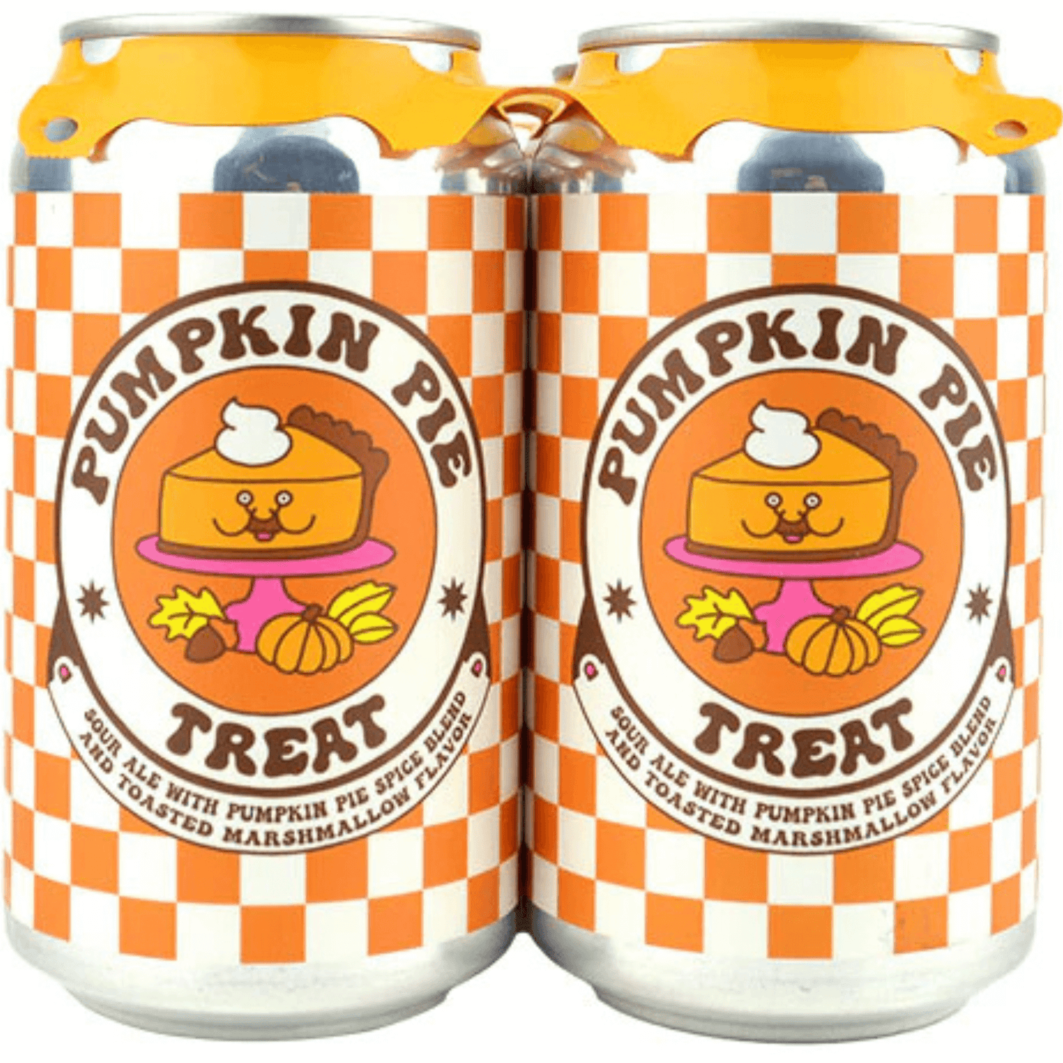 Prairie Artisan Ales Pumpkin Pie Treat can — sour ale with pumpkin, spices, and marshmallow; bright orange label with fall-themed design.