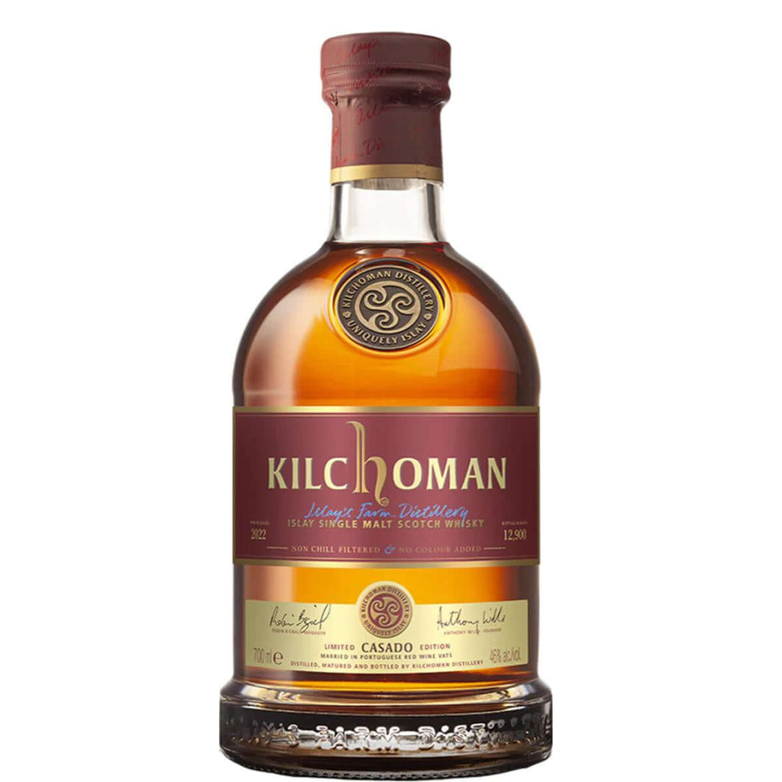 Klichoman Casado 2022 Single Malt Scotch 750ml bottle with 46% ABV, matured in bourbon barrels and Portuguese red wine vats.
