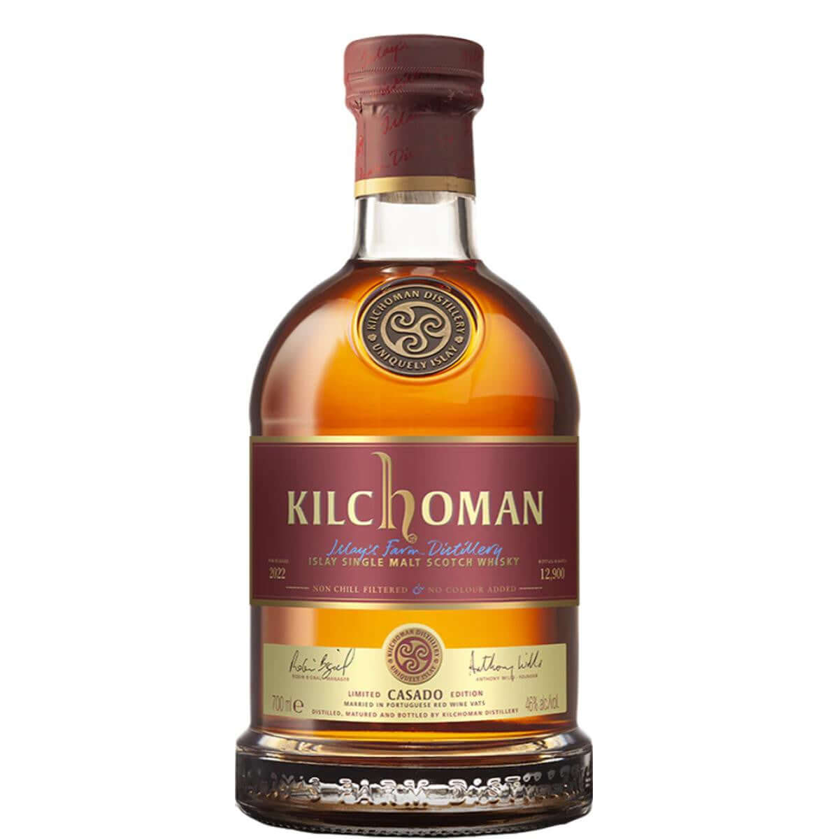 Klichoman Casado 2022 Single Malt Scotch 750ml bottle with 46% ABV, matured in bourbon barrels and Portuguese red wine vats.