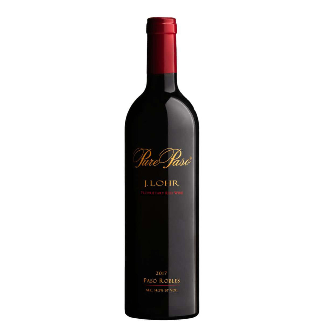 Bottle of J. Lohr Pure Paso Red Blend 2020, 750ml, rich red wine from Paso Robles with blackberry and plum notes.
