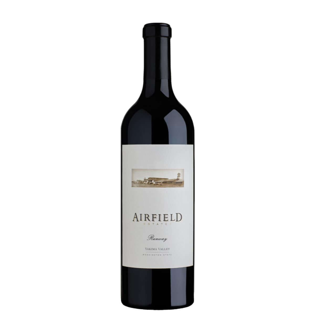 Airfield Merlot 2019 wine bottle from Yakima Valley, Washington, 750ml, red wine with notes of cherries, vanilla, mocha.
