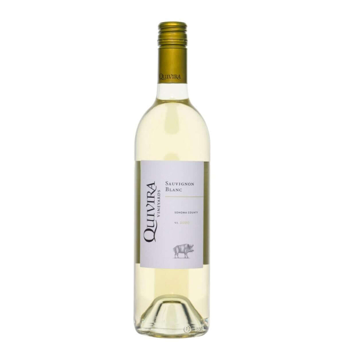 Quivira Vineyards Sauvignon Blanc 2020 750ml white wine bottle from Sonoma County, known for organic practices and citrus flavors.