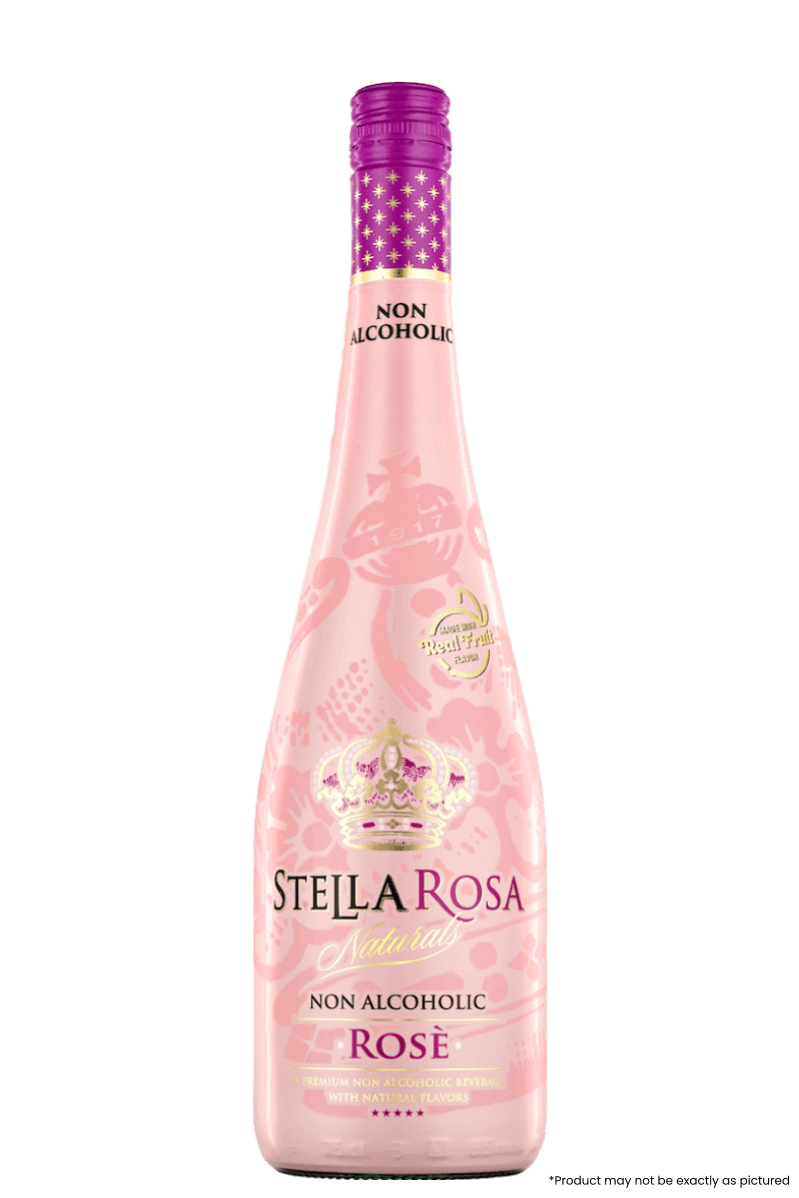 Stella Rosa Naturals N/A Rose 750mL bottle, non-alcoholic Moscato from Piedmont, Italy with notes of peach, apricot, honey.