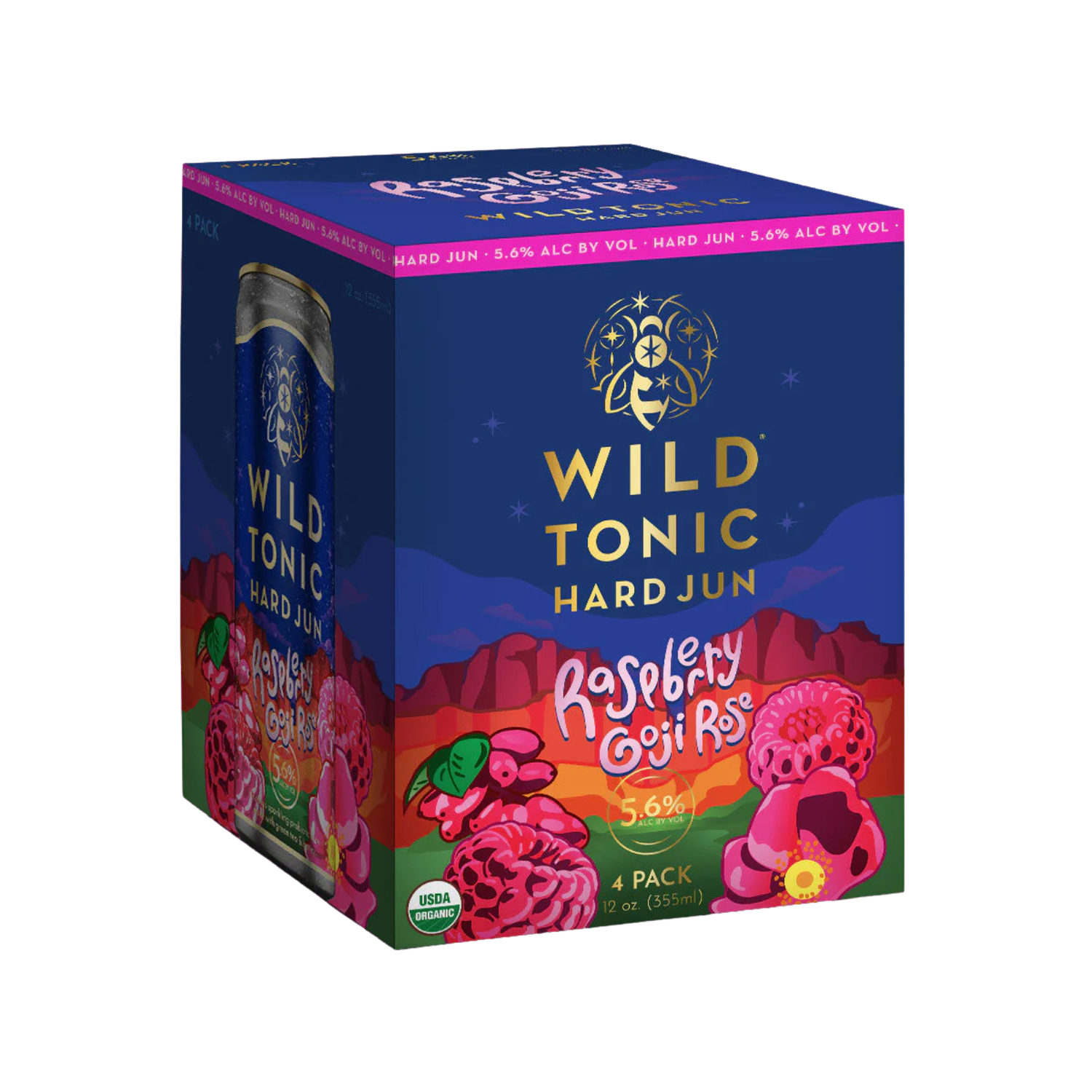 Wild Tonic Raspberry Goji Rose 4 Pack | 12oz Cans