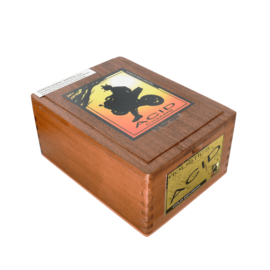 Drew Estate ACID Cold Infusion Tea cigars box with vibrant design and branding.