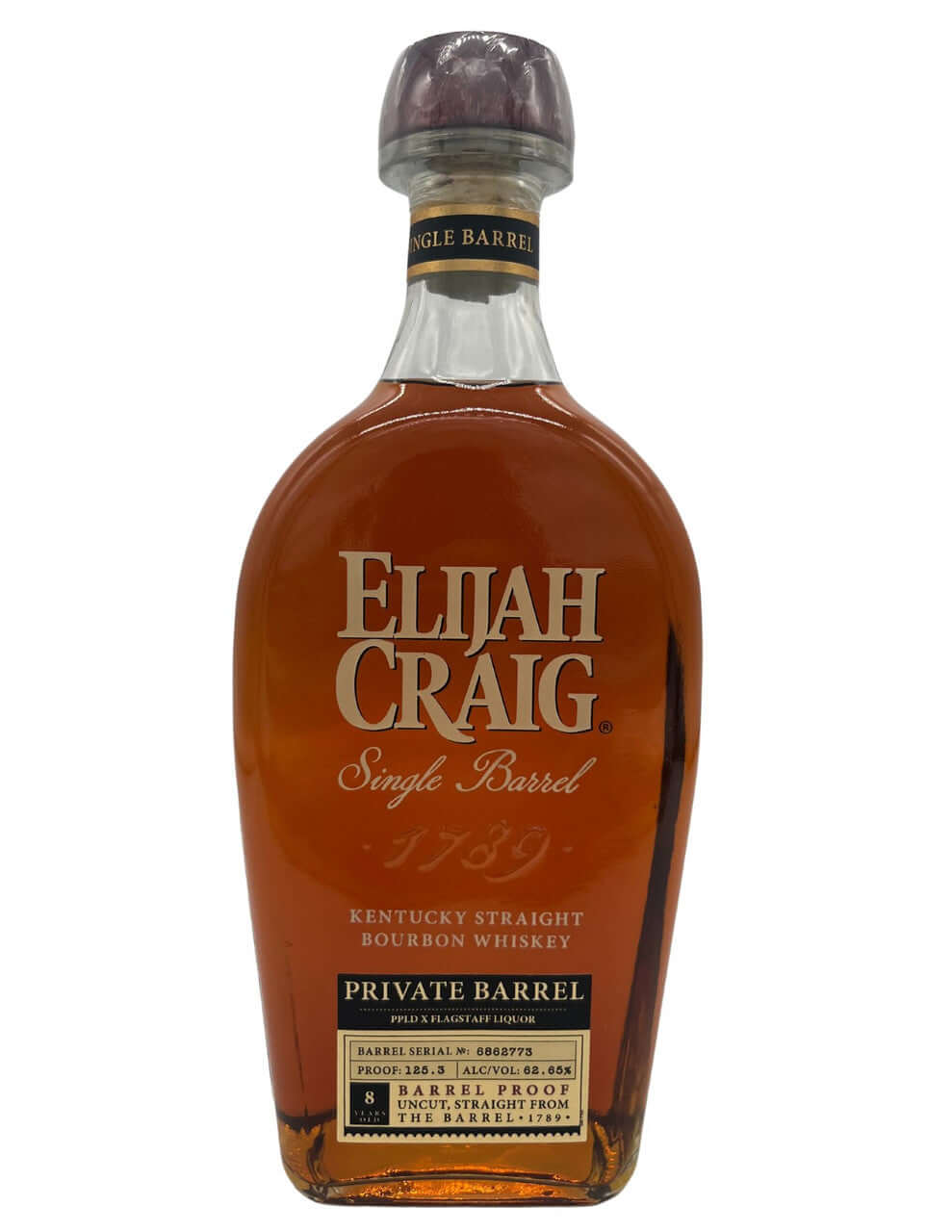 Elijah Craig Private Barrel 8 Year Barrel Proof Bourbon Whiskey, 750mL bottle, 125.3 Proof, Kentucky, USA
