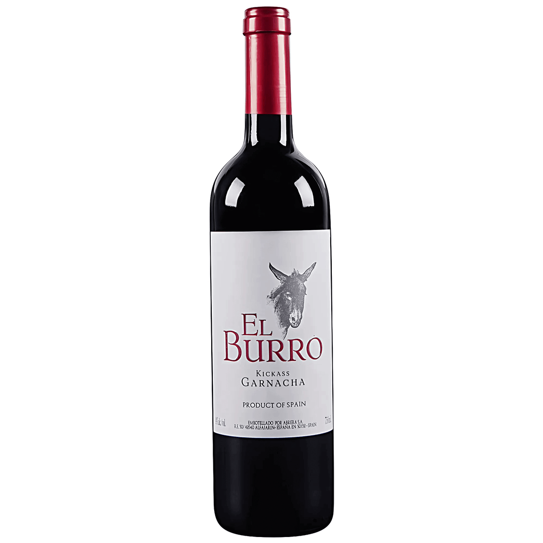 El Burro Kickass Garnacha 2022 red wine bottle, 750ml, by Bodegas Aylés, showcasing Spanish Garnacha from Cariñena, Spain.
