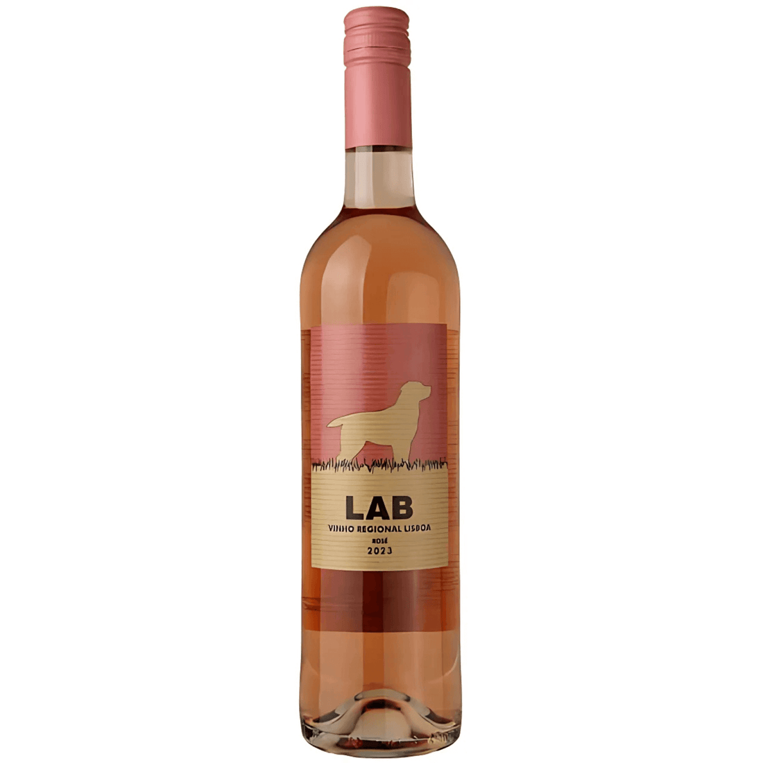 Bottle of Lab Rosé 2022 wine from Casa Santos Lima, Lisboa, Portugal, featuring pink hue and 12.5% ABV.