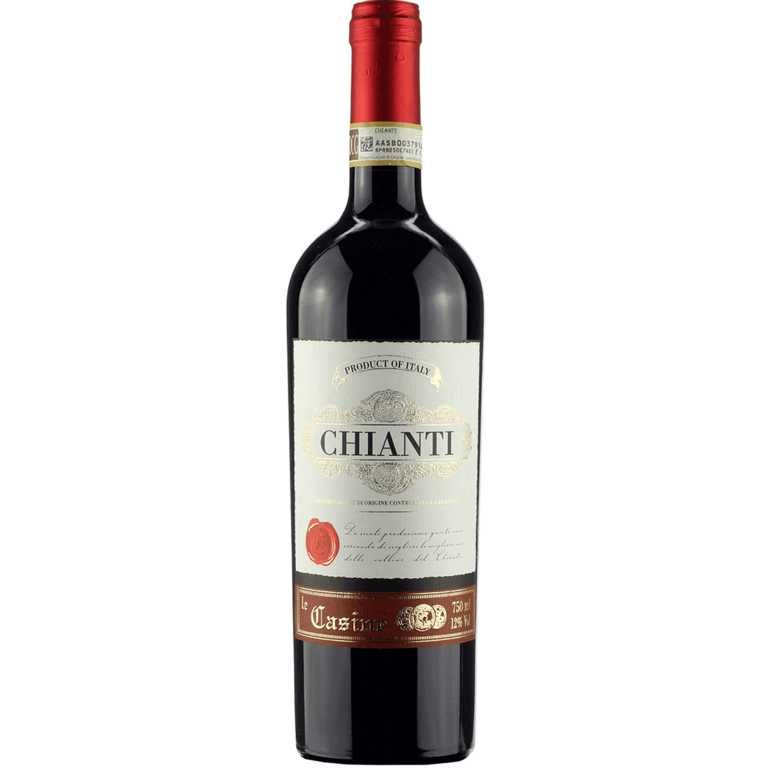 Bottle of Le Casine Chianti DOCG 750ml, a classic Tuscan red blend wine from Italy with 12.5% alcohol content.