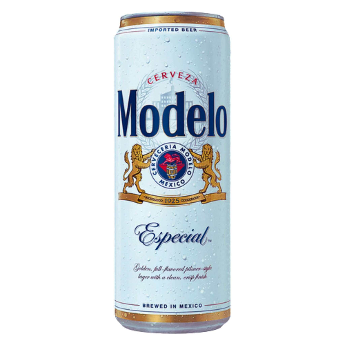 24oz can of Modelo Especial, a Mexican pale lager by Grupo Modelo, featuring a crisp, full-flavored taste and clean finish.